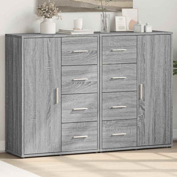 vidaXL Buffets 2 pcs sonoma gris 60x31x84 cm bois d'ing&eacute;nierie