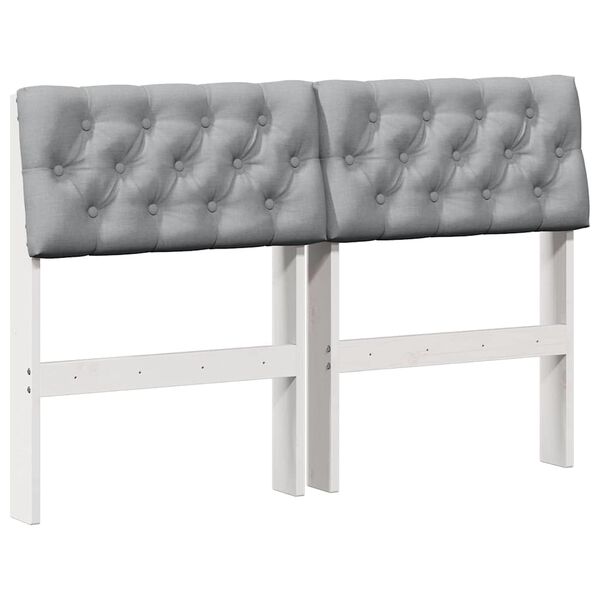 vidaXL T&ecirc;te de lit capitonn&eacute;e Gris clair 120 cm Pin massif