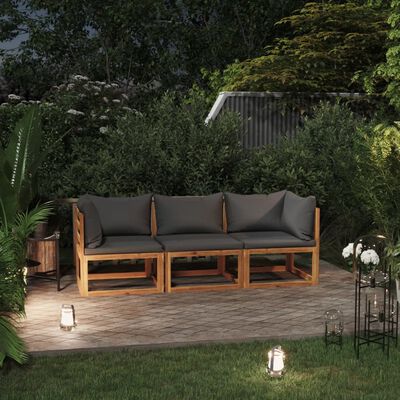 vidaXL Canapé de jardin à 3 places avec coussin Bois d'acacia massif