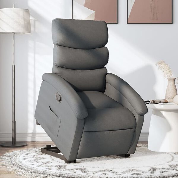 vidaXL Fauteuil inclinable Gris fonc&eacute; Tissu