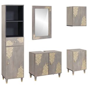 vidaXL Ensemble de Meubles de Salle de Bain avec tiroir 5 pcs Gris