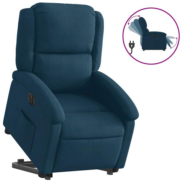 vidaXL Fauteuil inclinable &eacute;lectrique bleu velours