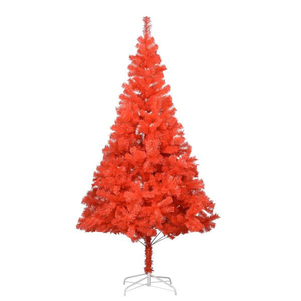 vidaXL Arbre de No&euml;l artificiel pr&eacute;-&eacute;clair&eacute; et boules rouge 210 cm PVC