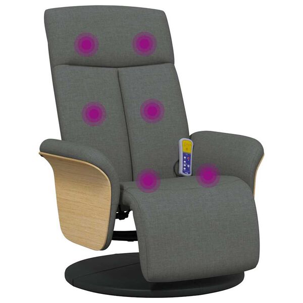 vidaXL Fauteuil inclinable de massage et repose-pieds gris fonc&eacute; tissu