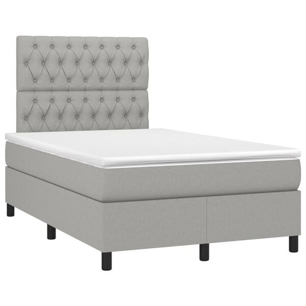 vidaXL Sommier &agrave; lattes de lit et matelas gris clair 120x190 cm tissu