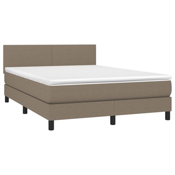 vidaXL Sommier &agrave; lattes de lit avec matelas Taupe 140x200 cm Tissu