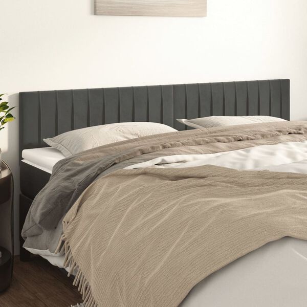 vidaXL T&ecirc;tes de lit Gris fonc&eacute; 160x5x78/88 cm Velours