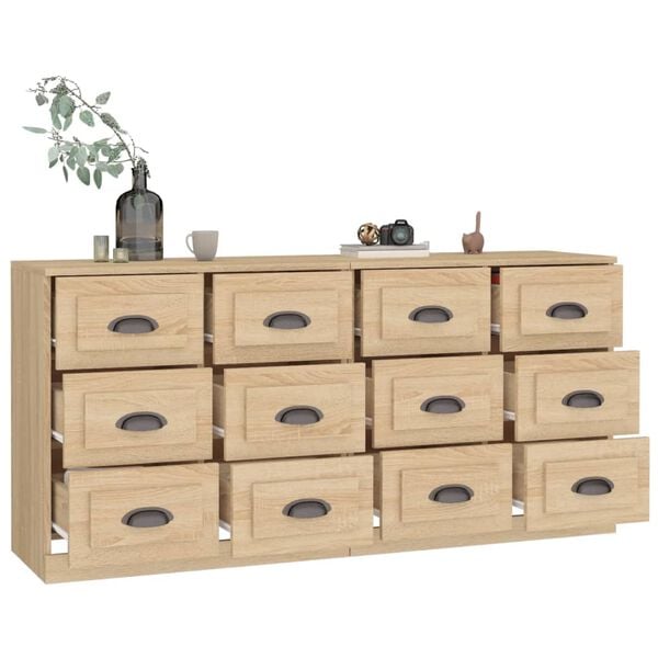 vidaXL Buffets 2 pcs ch&ecirc;ne sonoma bois d'ing&eacute;nierie