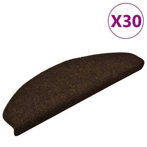 vidaXL Tapis d'escalier auto-adh&eacute;sifs 30 pi&egrave;ces 65x21x4 cm Marron