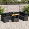 vidaXL Salon de jardin 9 pcs avec coussins noir r&eacute;sine tress&eacute;e