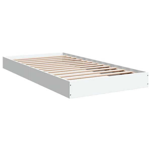 vidaXL Cadre de lit sans matelas blanc 100x200 cm bois d'ing&eacute;nierie