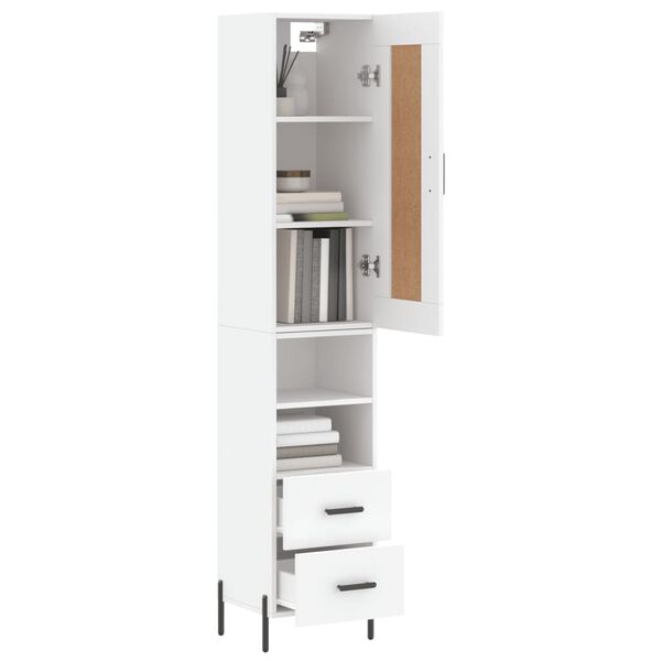 vidaXL Buffet haut Blanc 34,5x34x180 cm Bois d'ing&eacute;nierie