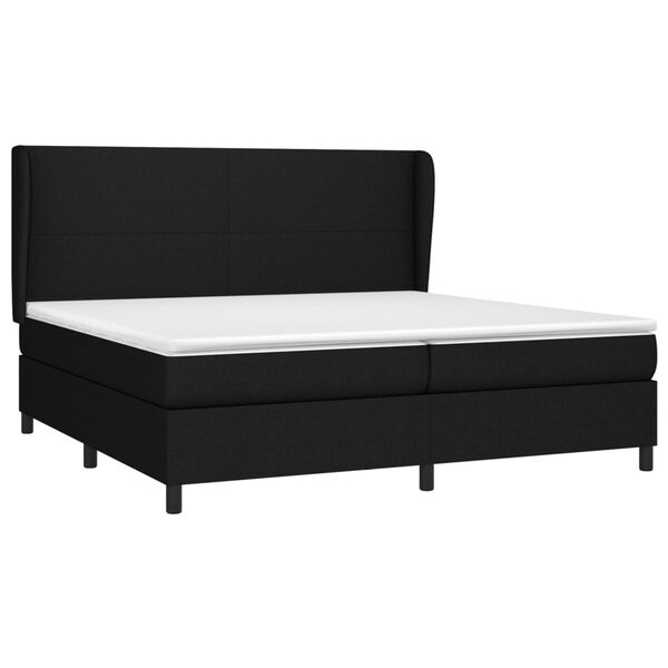 vidaXL Sommier &agrave; lattes de lit avec matelas Noir 200x200 cm Tissu