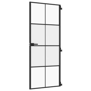 vidaXL Porte int&eacute;rieure mince noir 83x201,5 cm verre tremp&eacute; aluminium