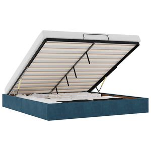 vidaXL Cadre de lit ottoman sans matelas bleu fonc&eacute; 200x200 cm velours