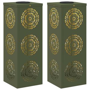 vidaXL Lumi&egrave;re de chemin LED solaire 2 pcs Vert olive