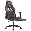 vidaXL Chaise de jeu de massage repose-pied Noir et camouflage Tissu