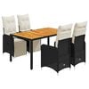 vidaXL Ensemble de bistro de jardin 5 pcs coussins noir poly rotin