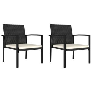 vidaXL Chaises &agrave; manger de jardin lot de 2 r&eacute;sine tress&eacute;e noir