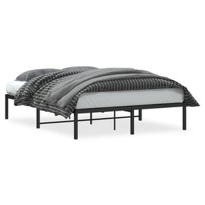 vidaXL Cadre de lit m&eacute;tal sans matelas noir 135x190 cm