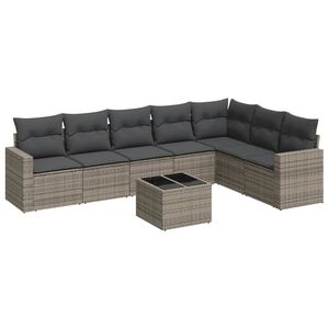 vidaXL Salon de jardin 8 pcs avec coussins gris r&eacute;sine tress&eacute;e