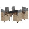 vidaXL Ensemble &agrave; manger de jardin coussins 7 pcs m&eacute;lange beige rotin