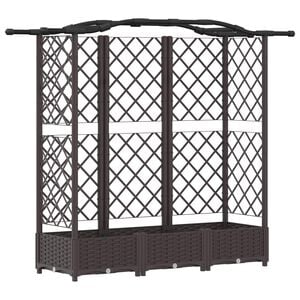vidaXL Lit &Eacute;lev&eacute; avec Treillis et Toit Marron 163 x 40 x 123 cm PP
