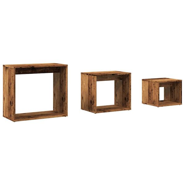 vidaXL Tables gigognes 3 pcs vieux bois bois d'ingénierie