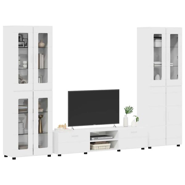 vidaXL Ensemble meuble TV FLORIN Blanc brillant Bois d'ing&eacute;nierie