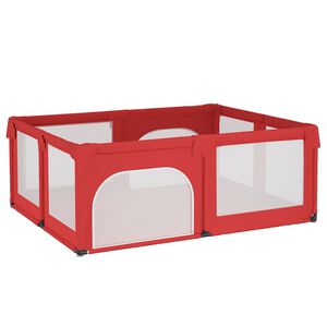 vidaXL Parc pour b&eacute;b&eacute; avec 2 portes Rouge Tissu Oxford