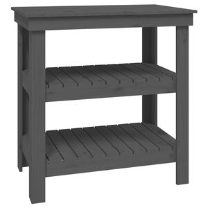 vidaXL &Eacute;tabli avec &eacute;tag&egrave;re Gris 78,5 x 50 x 80 cm Bois de pin massif