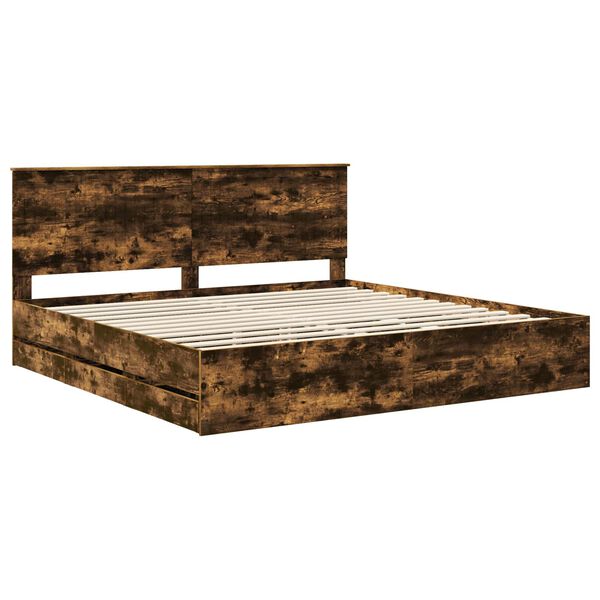 vidaXL Cadre de lit Ch&ecirc;ne fum&eacute; 200 x 200 cm Bois Ing&eacute;nierie
