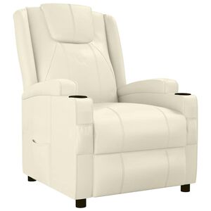 vidaXL Fauteuil inclinable Blanc cr&egrave;me Similicuir