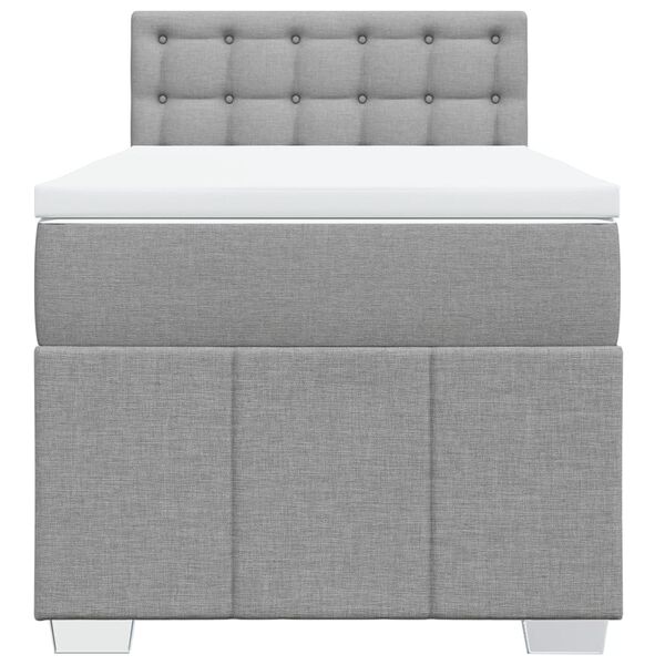 vidaXL Sommier &agrave; lattes de lit avec matelas Gris clair 90x200 cm Tissu