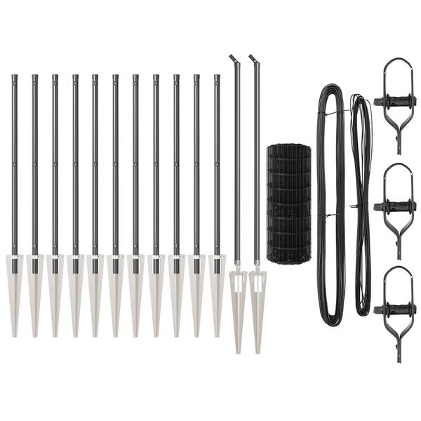 vidaXL Cl&ocirc;ture avec poteau Gris 1 x 25 m Acier