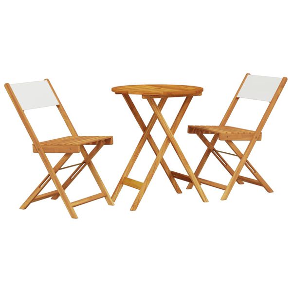 vidaXL Ensemble de bistro 3 pcs blanc cr&egrave;me tissu et bois massif