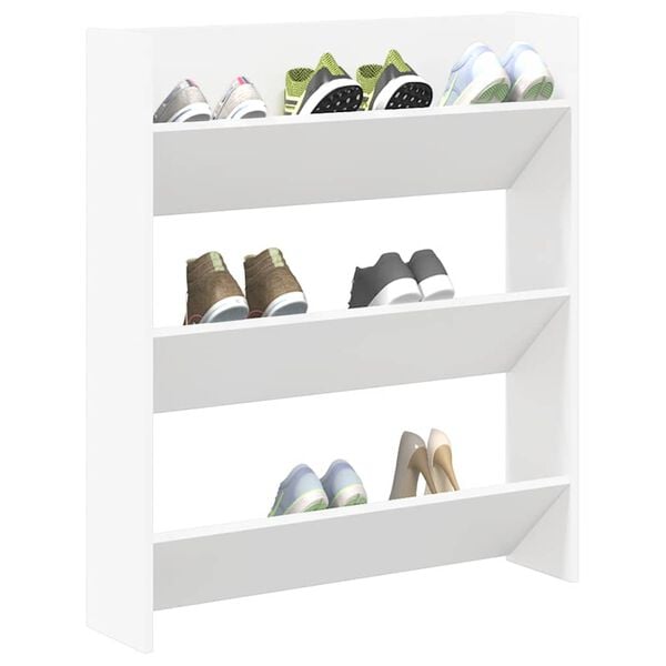 vidaXL Armoire à chaussures murale blanc 80x18x90 cm bois d'ingénierie