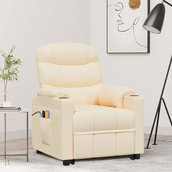 vidaXL Fauteuil de massage Cr&egrave;me Tissu