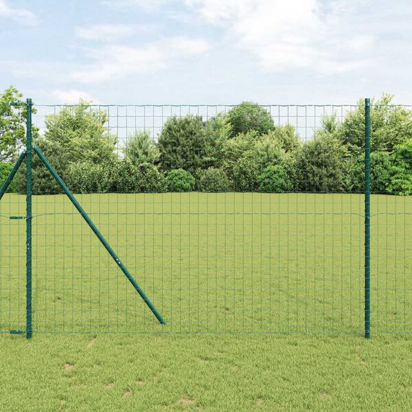 vidaXL Cl&ocirc;ture avec poteau Vert 1,6 x 10 m Acier et PVC