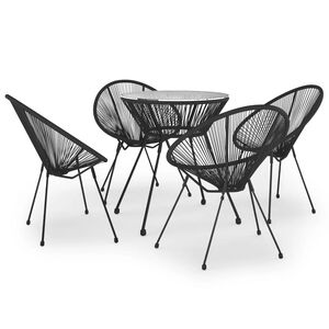 vidaXL Ensemble &agrave; d&icirc;ner d'ext&eacute;rieur 5 pcs Rotin PVC Noir