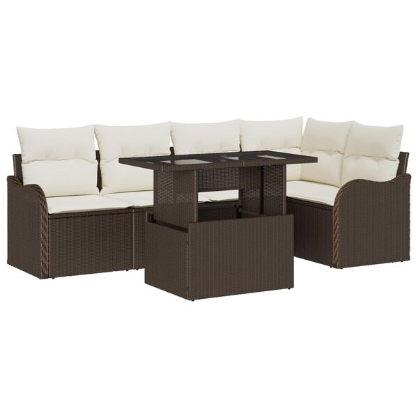 vidaXL Ensemble de canap&eacute; de jardin 6 pcs Marron Poly Rattan