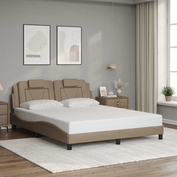 vidaXL Cadre de lit Viana sans matelas cappuccino 160x200 cm similicuir