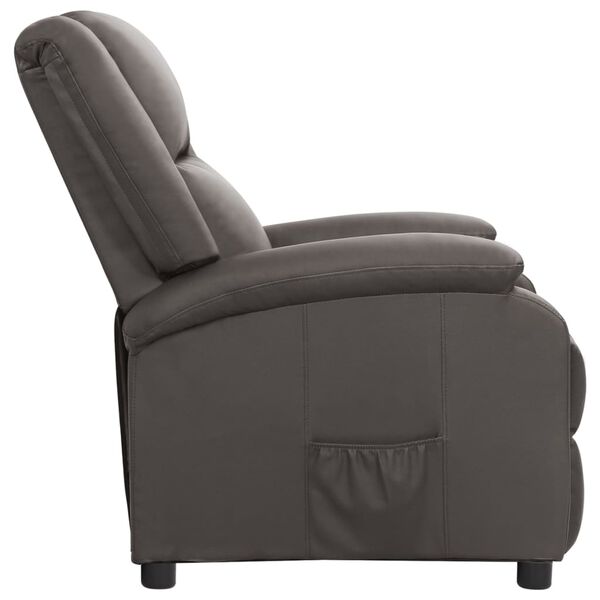 vidaXL Fauteuil inclinable gris cuir v&eacute;ritable