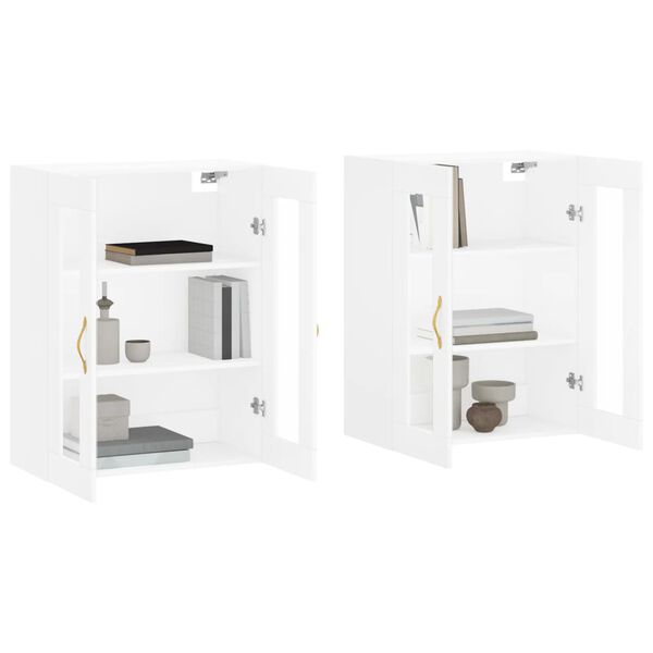 vidaXL Armoires murales 2 pcs blanc bois d'ing&eacute;nierie