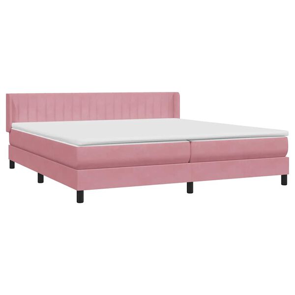 vidaXL Sommier &agrave; lattes de lit avec matelas rose 180x210 cm velours
