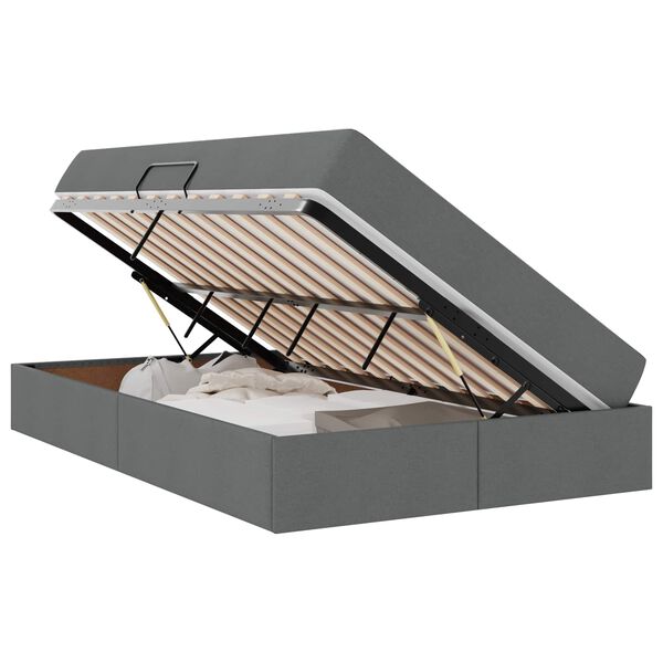 vidaXL Lit avec rangement et matelas Gris foncé 120 x 190 cm Polyester