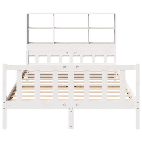 vidaXL Lit bibliothèque sans matelas blanc 160x200 cm bois pin massif