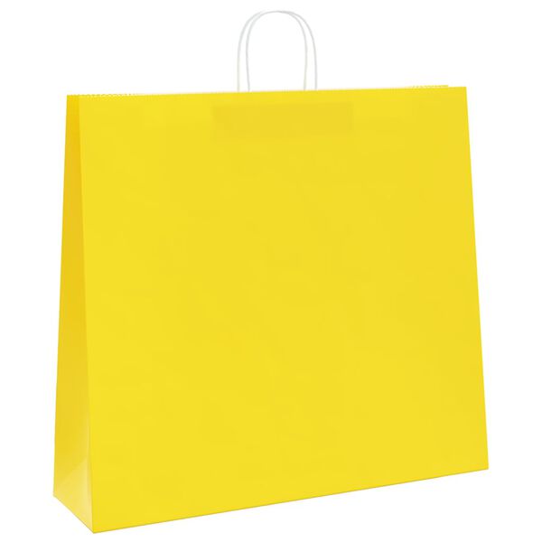 vidaXL Sacs en papier 250 pcs avec poign&eacute;es jaune 54x15x49 cm