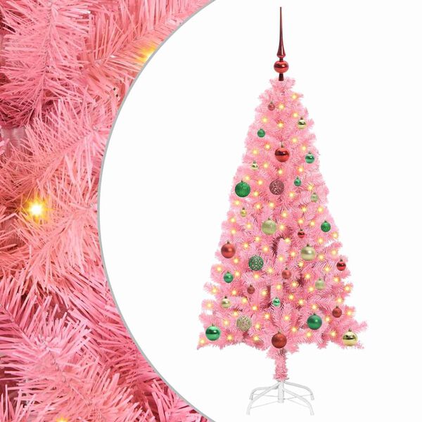 vidaXL Sapin de Noël avec 150 LED avec support Rose 150 cm PVC