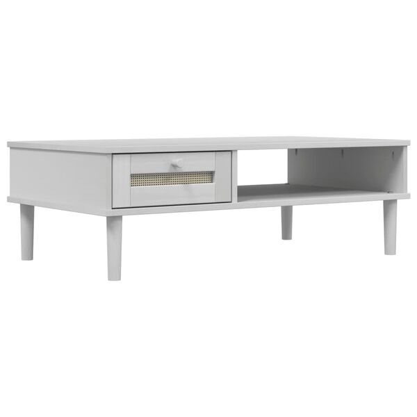 vidaXL Table basse SENJA aspect rotin blanc 100x55x33 cm bois massif